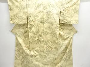 万寿菊に芝草模様手織り紬着物